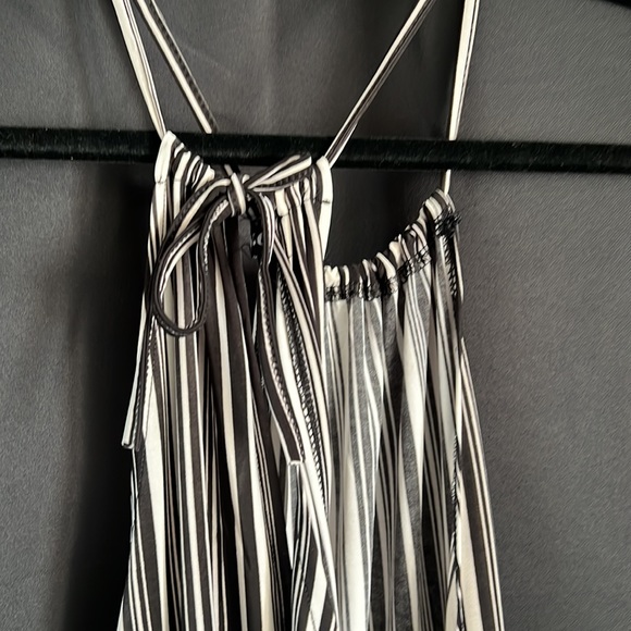 Wide leg, black and white striped halter with tieback jumpsuit - Picture 2 of 2